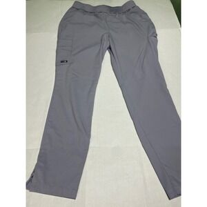 Greys Anatomy Women Grey Scrub Pants Cargo Pockets Elastic Waist Side Slits M